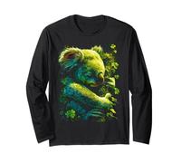 Koala Shamrocks Forest St Patricks Day Forestcore Aesthetic Long Sleeve T-Shirt