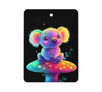 Koala Sitting on Mushroom Car Aromatherapy Tablets Air Freshener Hanging Scented Cards for Rooms Bathrooms Wardrobe Square