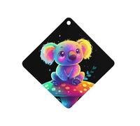 Koala Sitting on Mushroom Car Aromatherapy Tablets Air Freshener Hanging Scented Cards for Rooms Bathrooms Wardrobe Rhombus