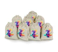 Koala Sitting on Mushroom Drawstring Goody Bag 8 Pcs Reusable Gift Bags Cotton And Hemp Bunches Pocket for Halloween Christmas Parties