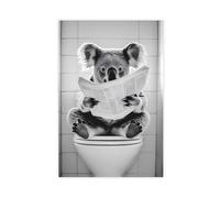 Koala Sitting on The Toilet Reading A Newspaper, Funny Bathroom Wall Art, Retro Animals, Toilet Humor, Cute Koala Bear, Ai Art-1