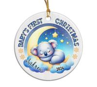 Koala Sleep On Moon Christmas Pendant Noel Xmas Tree Hanging Ceramic Hanging With Ribbon Christmas Tree Decorations