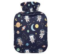 Koala Sloth Space Dark Blue Hot Water Bottle with Cover for Pain Relief Heating Bottle for Women, 1L