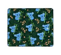 Koala Small Mouse Pad, Playful Cartoonish Plant Flowers None Green Square Rubber Smooth Aesthetic Desk Mousepads Idea for Home Office Desk Laptop Gamers Gift Square 8x10 Inch