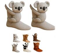 Koala Sock Women, 3D Knit Animal Socks, Funny Novelty Animal Hugging Socks, Cute Hand Crochet Knit Floor Sock, Christmas Ornament