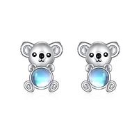 Koala Stud Earrings for Women 925 Sterling Silver Moonstone Ear Studs Koala Gift for Girls Moonstone Jewellery