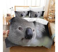 Koala Super King Duvet Cover Sets 3 Piece, Animals Bedding, Soft and Breathable Microfiber Zipper Quilt Cover and 2 Pillowcases, Easy to Clean and Care, for Bedroom