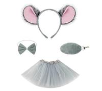 Koala Themed Hair Clips for Kids Soft, Gray koala ear three | Fabric Headband for Kids Halloween Costume Decoration Role Play