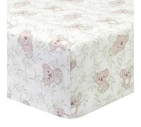 Koala Vines Deluxe Flannel Fitted Crib Sheet-Koala Scatter Print Cotton Flannel, Grays, Taupe, Sage Green, White, Fully Elasticized, 10 in Deep Pockets, Fits Standard Crib Mattress 28 in x 52 in
