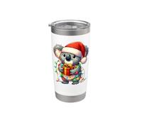 Koala Wearing Santa Hat Holding A Present Xmas Aussie Lover Stainless Steel Insulated Tumbler