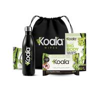 Koala Wipes - Festival Bundle Pack - Perfect for Festivals, Camping - Includes x1 Big Body Wipe, x1 Pack Insect Repellent Wipes, x1 Pack Antibacterial Wipes, 500ml Stainless Steel Bottle & Brand Bag