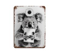 Koala with A Toilet Paper Roll on Head, Funny Bathroom Retro Poster Metal Tin Sign Chic Art Retro Iron Painting Bar People Cave Cafe Family Garage Poster Wall Decoration 12x16inch(30x40cm)