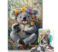Koala with Flowers 1000 Piece Jigsaw Puzzles for Adults,Challenging Family Activity Games DIY Toy for Home Wall Decor Gifts (75x50cm)