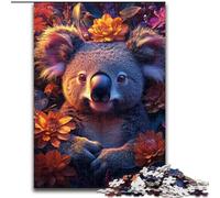 Koala with Flowers JigsawPuzzle 1000 Pieces for Teenagers, Fun Games Wall Decoration Unique Birthday And Xmas Gifts (26x38cm)