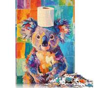 Koala with Toilet Paper Hat Puzzle 500 Pieces Jigsaws Wooden Puzzles for Adults & Teenager for Adults Teenagers Age 12+ 500pcs (52x38cm)