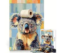 Koala with Toilet Paper on Head Jigsaw Puzzle for Teenagers 1000 Pieces Leisure Game HD Print Fun Activity Thoughtful Gift (38x52cm)