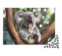 Koala Yawn Cute Animal 1000-Piece Puzzle for Adults, 70x50cm/1000pcs; to Complete Gradually over A Weekend; White Pieces with A Smooth Surface