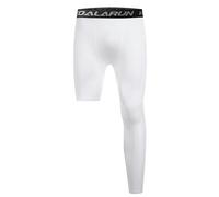 Koalarun One Leg Compression Tights Full Length for Basketball Single Leg Long Pants Sports Base Layer Leggings 1-2 Pack, White - Left Long + Right Short, Medium