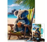 Koalas Relaxing The Beach 1000 Piece Jigsaw Puzzle for Teenagers Mindful Game Snug Cut Happy Challenge (38x26cm)