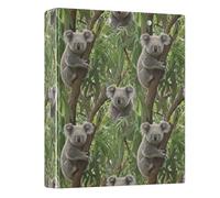 Koalas Trees Green 3 Ring Binders 1.5 Inch with Anti-Slip Clip, Decorative Three Ring Binder D Ring Binders for School Office Home, 1 Pack