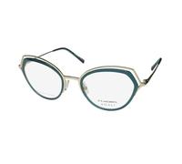 Koali 20080k Cat Eye Eyeglass Frame/Glasses Stainless Steel Made In France Retro [51-21-140, teal/gold]