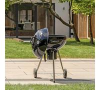 KOALZ Premium Charcoal BBQ 22.5" | Portable Kettle Enamel Barbecue | Temperature Gauge | Airflow Vents | Extra Large Wheels | Removable Ash Catcher | Storage Shelf | Large Cooking Grill | Black