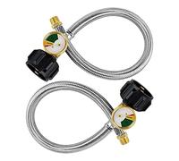 Koanhinn 2 Pack RV Propane Hose with Pressure Gauge for 5-40 Lb Tanks - Stainless Braided Propane Hose Quick Connector