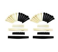 Koanhinn 2 Sets Black and White ABS BruCke Pins and Saddle & Nut Parts for Acoustic Guitar