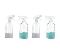 Koanhinn 2X Clear Glass Bottles with Silicone Sleeve, Refillable Empty Bottle for Cleaning Solutions, Water Sprayer