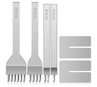Koanhinn 6 Packs 4 mm 1/2/4/6 Diamond Lacing Stitching Chisel Set Leather Craft Sets DIY Leather Punch Leather Craft Tools