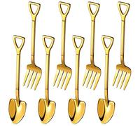 Koanhinn 8 Pieces Shovel Coffee Shovel Dessert Ice Cream Scoop Mould (Gold)