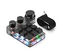 Koanhinn Custom Macro Keyboard Custom Macro Keyboard Hot Swap Mini 9 Keys 3 Buttons RGB Program 18 Characters Mechanical Keyboard Red Switch BT Black