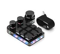 Koanhinn Custom USB Keyboard Hot Swap Mini 9 Keys 3 Buttons RGB Program 18 Characters Mechanical Keyboard Red Switch Wired Black