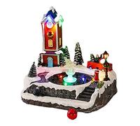 Koanhinn LED Light Christmas Snow House Village Luminous Ornament Figure Christmas Decorations B