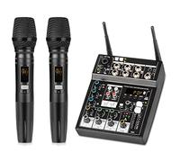 Koanhinn Mixer with Wireless Microphone Studio Sound Mixers 4 Channel with Bluetooth REC DJ Console Mixing B