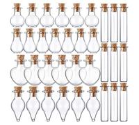 Koanhinn Pack of 50 Small Mini Glass Jar Bottles with Cork Stoppers 5 Shapes Tiny Wishes Drifting Bottle Craft DIY Projects