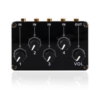 Koanhinn TX400 Mini 4 Channel Stereo Audio Mixer 4In1Out for Studio Recording Low Noise Small & Sophisticated Audio Passive Mixer
