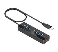 Koanhinn USB Hub One for Seven Multi-Interfaces USB 3.0 5Gbps + USB Charging Port Hub Splitter Extension with 2 Switches