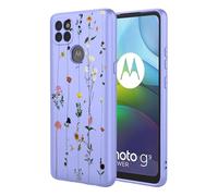 KOARWVC Phone Case for Moto G9 Power Case, Motorola G9 Power XT2091-4 XT2091-3 Case Cute flower Pattern Design Slim Protective Soft TPU Bumper Phone Cover for Motorola Moto G9 Power Purple Garden