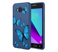 KOARWVC Phone Case for Samsung Galaxy J2 Prime Case, Samsung G532 SM-G530 Cute Butterfly Pattern Design Slim Protective Soft TPU Bumper Phone Cover for Samsung Galaxy J2 Prime Blue Butterfly