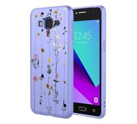 KOARWVC Phone Case for Samsung Galaxy J2 Prime Case, Samsung G532 SM-G530 Cute Flower Pattern Design Slim Protective Soft TPU Bumper Phone Cover for Samsung Galaxy J2 Prime Purple Garden