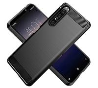 KOARWVC Phone Case for Sony Xperia 1 II Case, XQ-AT51, XQ-AT52 XQ-AT42 Case Carbon Fiber Shockproof Rugged Shield Anti-Scratch Soft TPU Back Cover Protective Cases for Sony Xperia 1 II Black