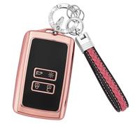 Koaudb Car Key Cover Case Compatible with Clio Megane Koleos Kadjar Talisman Captur Espace Dacia Duster 4 Buttons Smart Car Key Card Case with Keychian Lanyard (CL-Rnl-P)