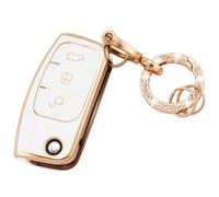Koaudb Car Key Cover Cases Keychain Compatible with Ford 3 Button Focus Fiesta Galaxy Kuga C-Max S-Max Mondeo MK4 Flip Folding Key Fob (R-Frd-3F-W)