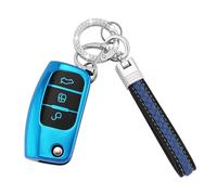 Koaudb Car Key Cover Cases Keychain Compatible with Ford 3 Buttons Focus Fiesta Galaxy Kuga C-Max S-Max Mondeo MK4 Flip Folding Key Fob Case (CL-Frd-3F-E)