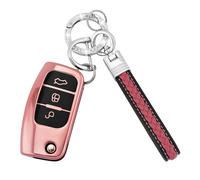 Koaudb Car Key Cover Cases Keychain Compatible with Ford 3 Buttons Focus Fiesta Galaxy Kuga C-Max S-Max Mondeo MK4 Flip Folding Key Fob Case (CL-Frd-3F-P)