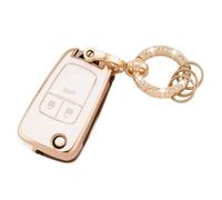 Koaudb Car Key Cover Compatible with Vauxhall Opel Astra Insignia Vectra Zafira Meriva Mokka Chevy Cruze Captiva Orlando Holden 2 3 Button Flip Folding Key Fob Case Bling Key Ring (R-Chv-3F-W)