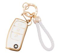 Koaudb for Ford Key Cover Compatible with Ford Fiesta Focus Galaxy Kuga C-Max S-Max Mondeo MK4 3 Buttons Flip Folding Key Fob with Bling Keychain Soft TPU Key Case for Ford Fiesta Key Cover(Frd-3F)