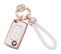 Koaudb TPU Car Key Cover Cases Keychain Compatible with 2 Button Peugeot 107 207 307 307S 308 407 607 807 3008 5008 Citroen C2 C3 C4 C5 C6 C8 Xsara Flip Folding Key Shell Case Fob (Pgt-2F)