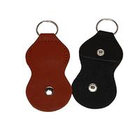 Koawensa Guitar Picks Holder Case - Leather Keychain Plectrum Key Fob Cases Bag (2 Pack - black,brown)